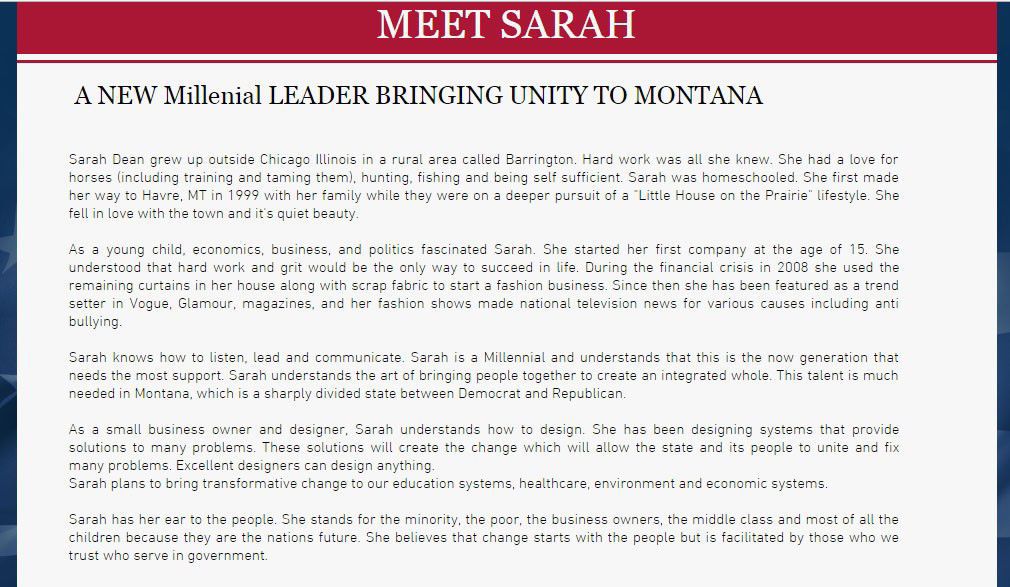 Sarah Dean campaign bio